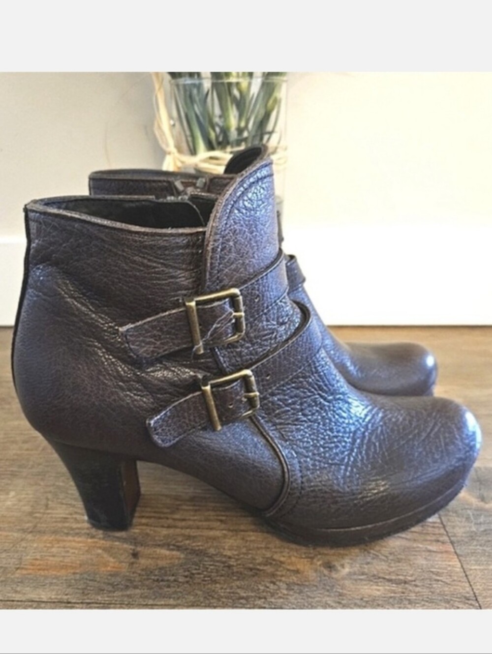 Chie Mihara Leather Boots Size 7.5 Dark Brown Heeled Ankle Booties 3" Heels